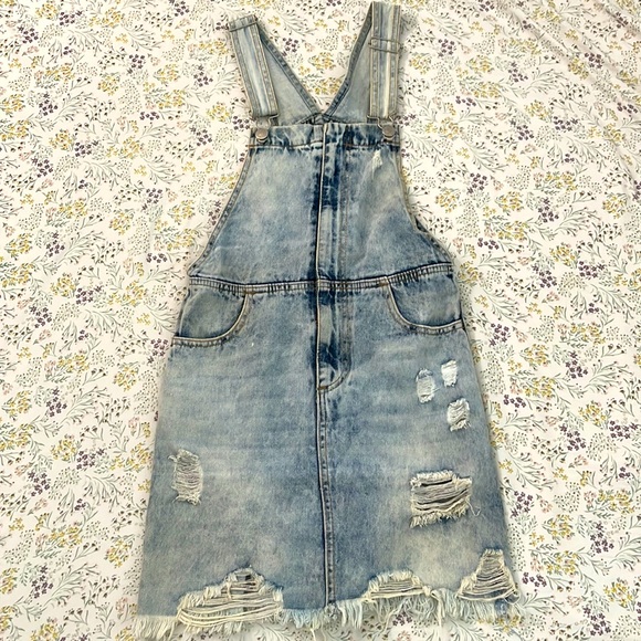 Light Blue Overalls with Skirt (and pockets!) - Picture 1 of 3
